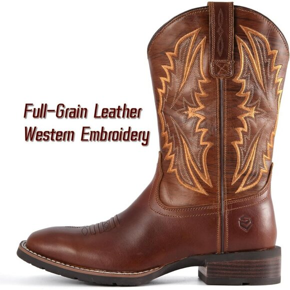 Men’s Dry Creek Tan Square Toe Pull On Leather Durable Classic Wellington Boots main image 5